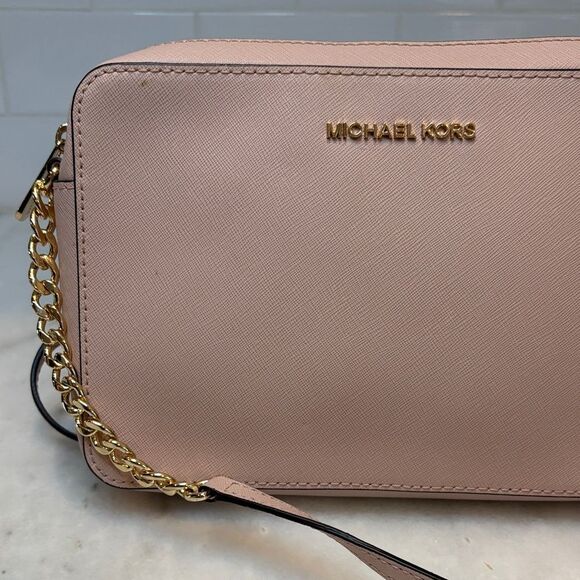 Michael Kors Bag Crossbody Purse Handbag Leather Cynthia Pink Chain Satchel Bag - Picture 3 of 16